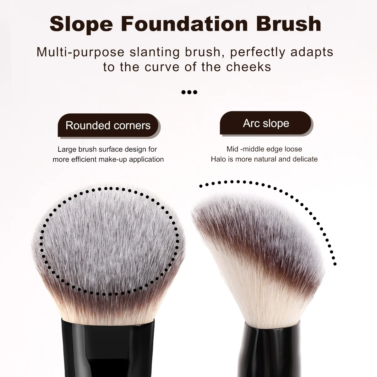 MAANGE 4 Uds. Brochas de maquillaje para sombra de ojos, brochas Kabuki en ángulo de doble punta para crema líquida, pulido, mezcla facial