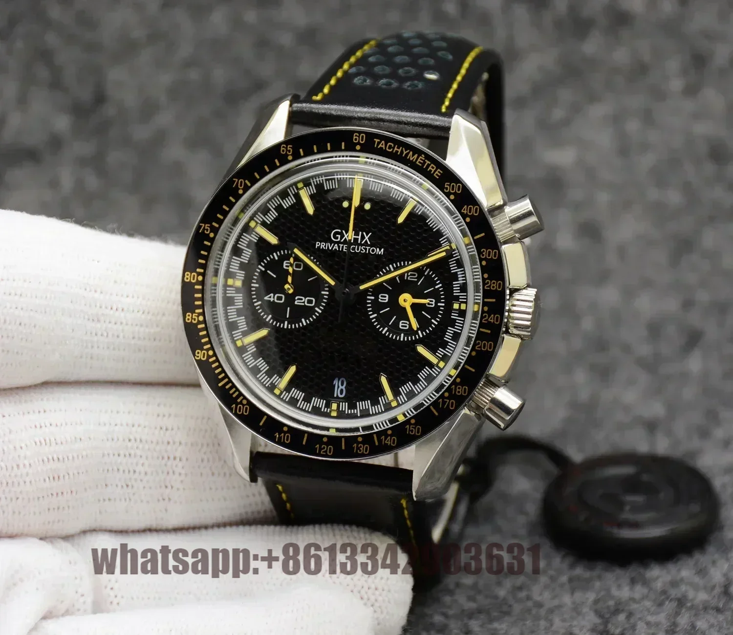 Luxury Men Automatic Mechanical Watch Speed Super Racing Luminous Ceramic Black Leather Sport Watches
