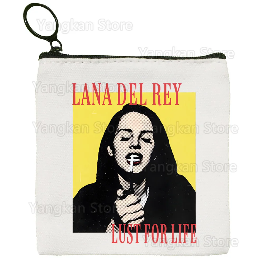 Lana Del Rey Y2K LDR Singer Cute Mini Coin Purse Canvas Student Wallet Coin Case Zipper Hand Female Key Case