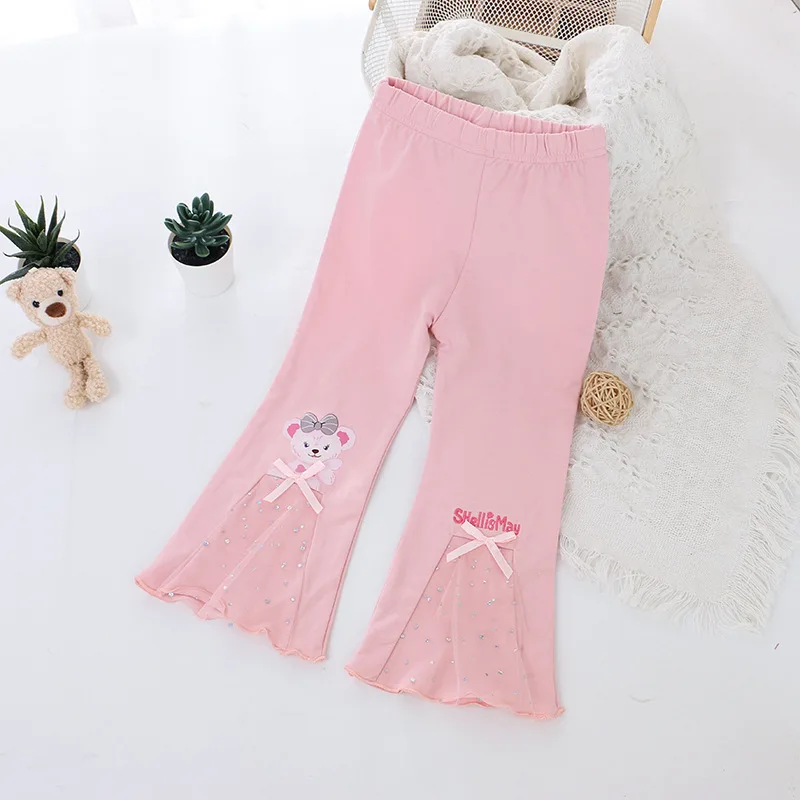 2024 New Baby Girl Pants Quality Cartoon Frozen Anna Elsa Print Leggings Spring Autumn Children Skinny Pant Kid Long Trouser