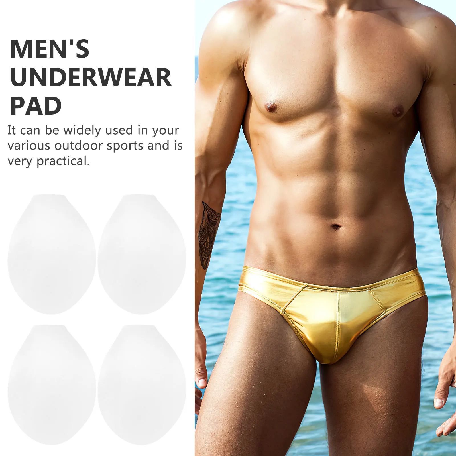 4 قطع من الملابس الداخلية للرجال، وسادة منتفخة خفيفة الوزن ومرنة معززة للسباحة، ملابس داخلية للحماية، أداء المسرح للرجال