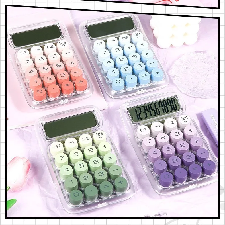 

1PC Transparent Gradient Large Button Calculator Large Screen Electronic Calculator 10 Digit Student Specific Calculator
