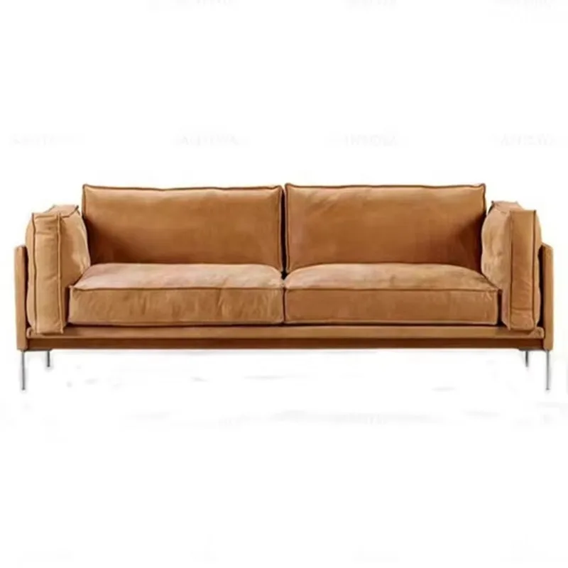 Italian Modern Leather Sofa Luxury European Style Living Room Villa Furniture