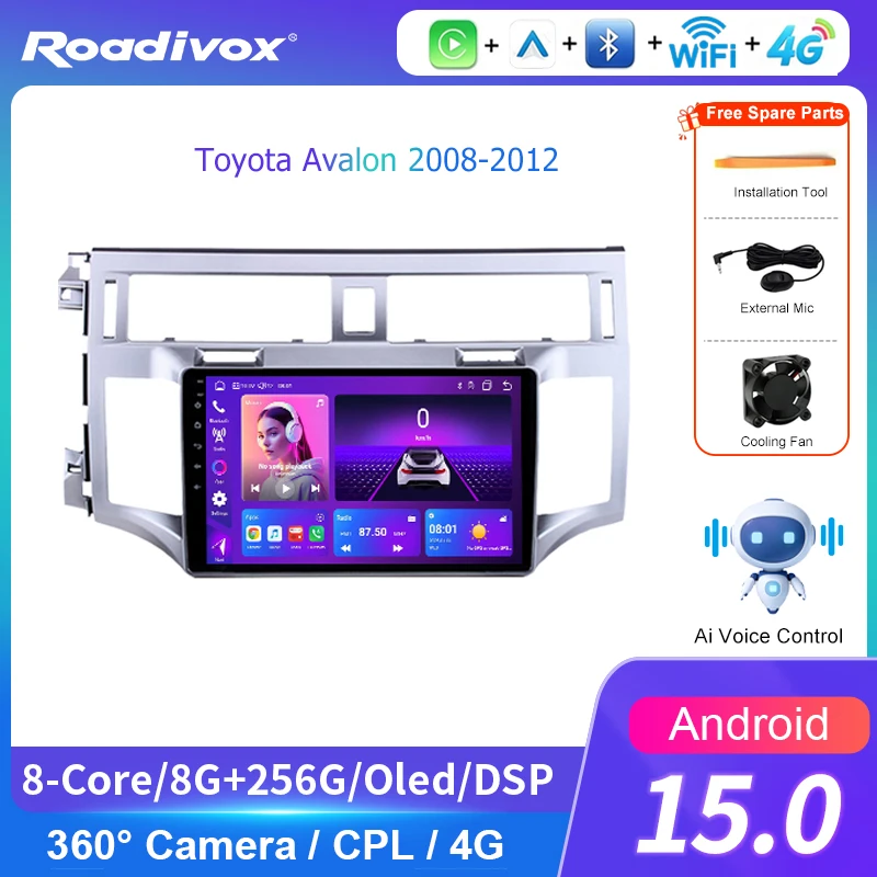 AI VOICE roadivox Android car radio for Toyota Avalon 2008 2012 stereo GPS Navigation video Multimedia Player tape recorder