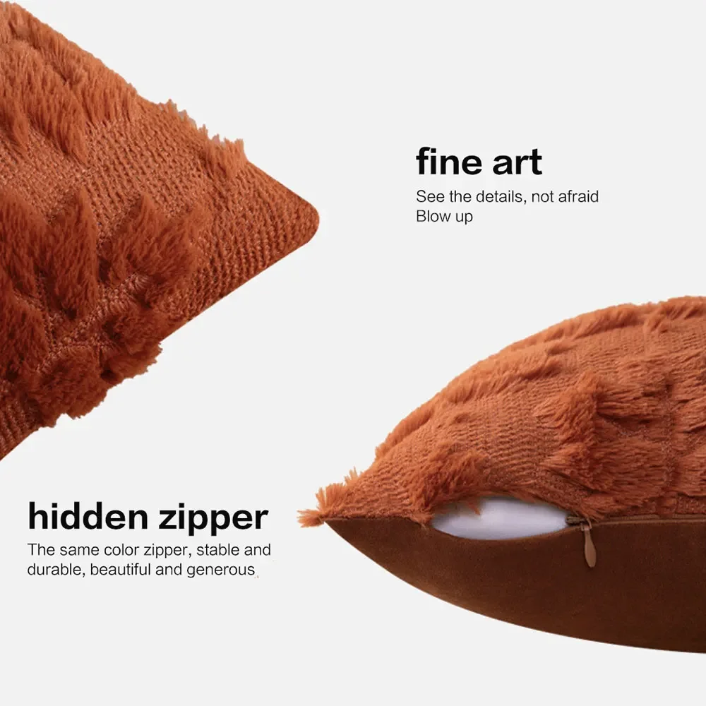 Solid Color Maple Leaf Embroidered Wool Pillow Cover Home Living Room Sofa Cushion Cover Holiday Party Decoration Pillow Cover