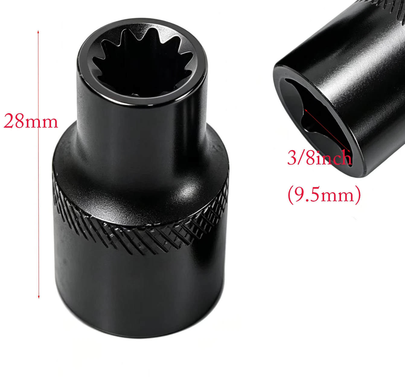Brake Caliper Socket 11 Tooth 3/8 Drive Black Carbon Steel 28mm for Volvo For Peterbilt For DAF Commercial Vehicles