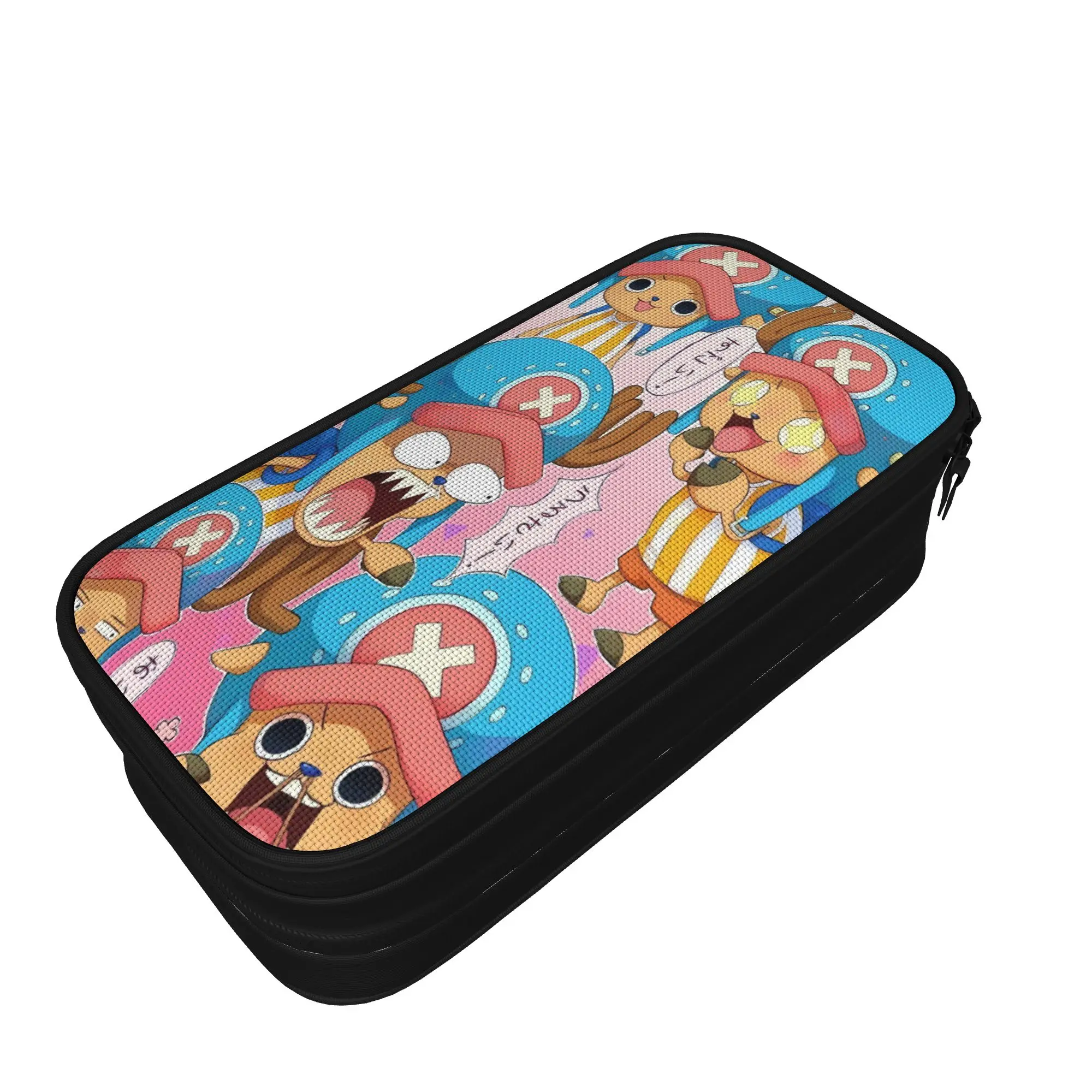 Tony Chopper Pencil Case Ones Pieces Big Pencil Box Students Double Layer Vintage School Pencil Cases Custom DIY Stationery