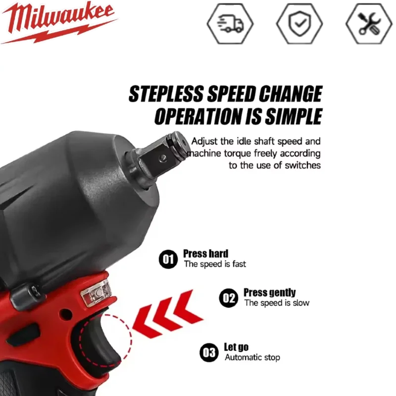 ميلووكي 1300NM 18 فولت بطارية مفتاح كهربائي لاسلكي عزم دوران كبير فرش تأثير وجع سيارة شاحنة إصلاح أدوات كهربائية #3