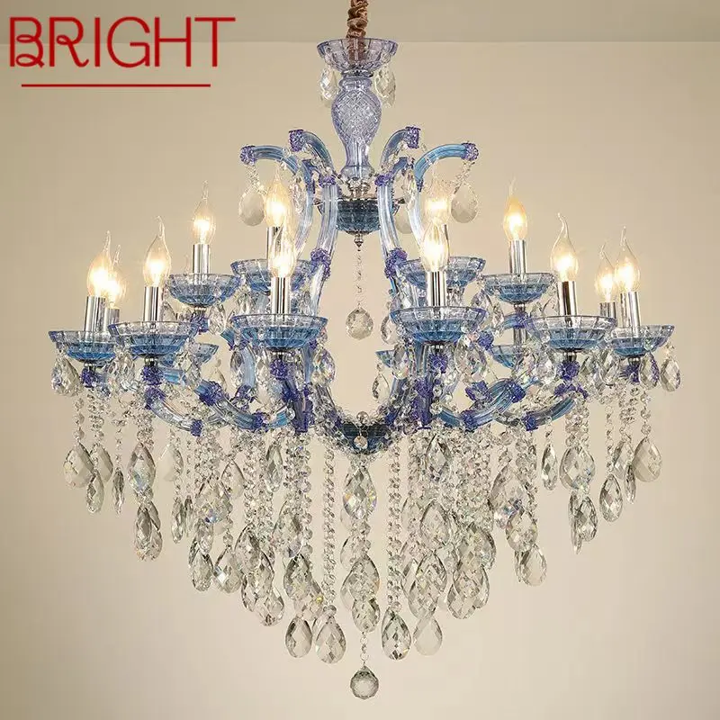 

BRIGHT LuxuriousCandle Pendent Lamp European Style Crystal Lamp Art Living Room Restaurant Villa Staircase Duplex Building