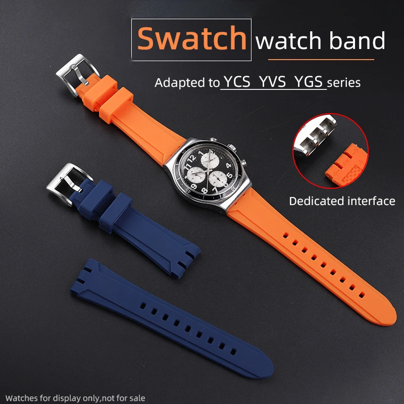 

For Swatch Silicone Watch Band YVS423 419 413 406 Bracelet for Men and Women with Tools YCS YAS YGS Series Bracelet Orange Blue