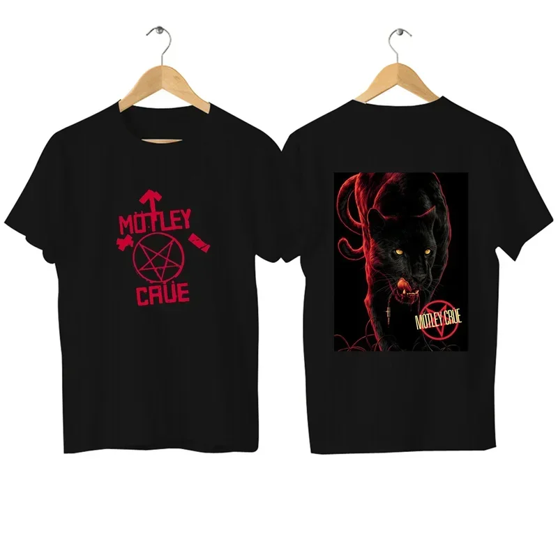 2024  Men/Women's Summer Black Street Fashion Hip Hop Skull Crue Motley Band Rock T-shirt Cotton Tees Short Sleeve Tops