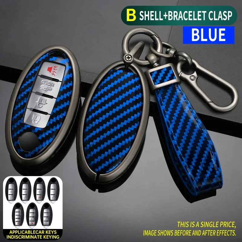 

Carbon Fiber Zinc Alloy Car Key Case Cover Nissan Qashqai X-Trail T32 T31 Juke J10 J11 Kicks Tiida Pathfinder Note For Infiniti