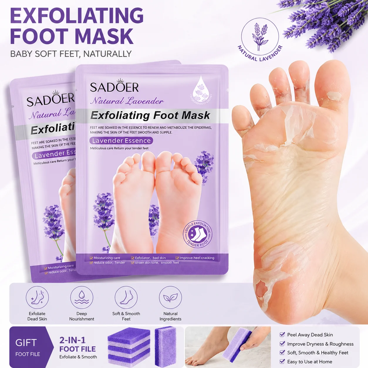 1-20Pair Exfoliating Feet Mask Exfoliating Foot Peel Mask Socks Pedicure Peeling Dead Skin Remover Feet Mask Peel Moisturizing
