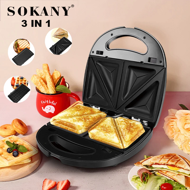 

Sokany multifunctional breakfast machine waffle sandwich toast toaster household small electric baking pan