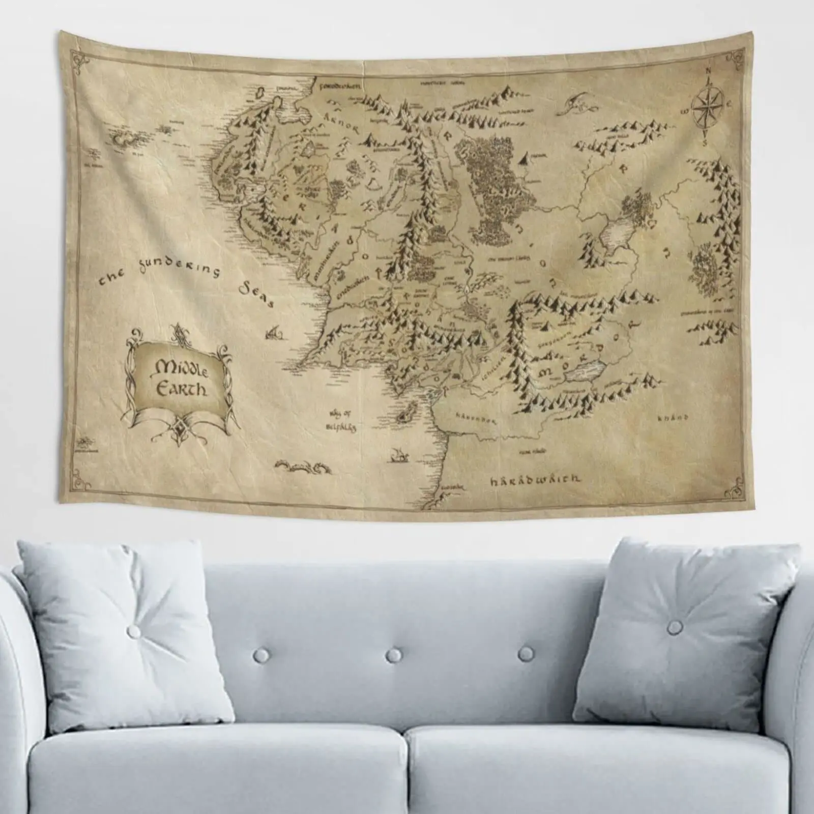 Artwork Wall Hanging Middle Ages Earth Map Tapestries Mattress Tablecloth Curtain Home Decor Print Decoration Mural Tapestry