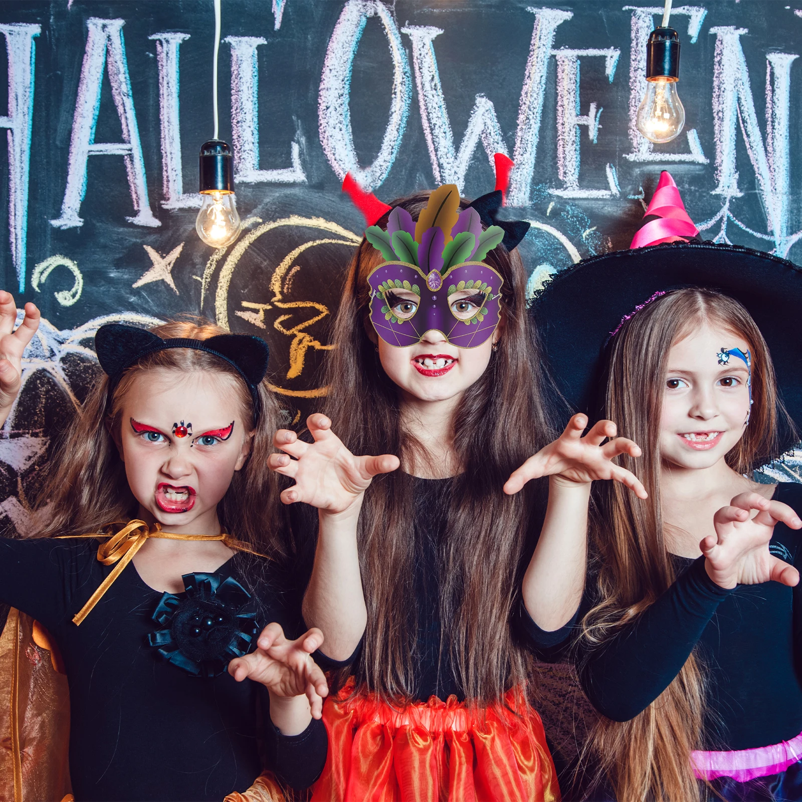 

10 Pcs Children's Mask Kids For Party Carnival Masks Dress Up Face Cosplay Decorative Princess Cute Girls Masquerade