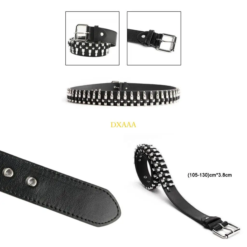 

DXAA Punk Waist Belly Chain Belt for Women Alloy Faux Leather Belt with Adjustable Hole Night Club Body Supplies
