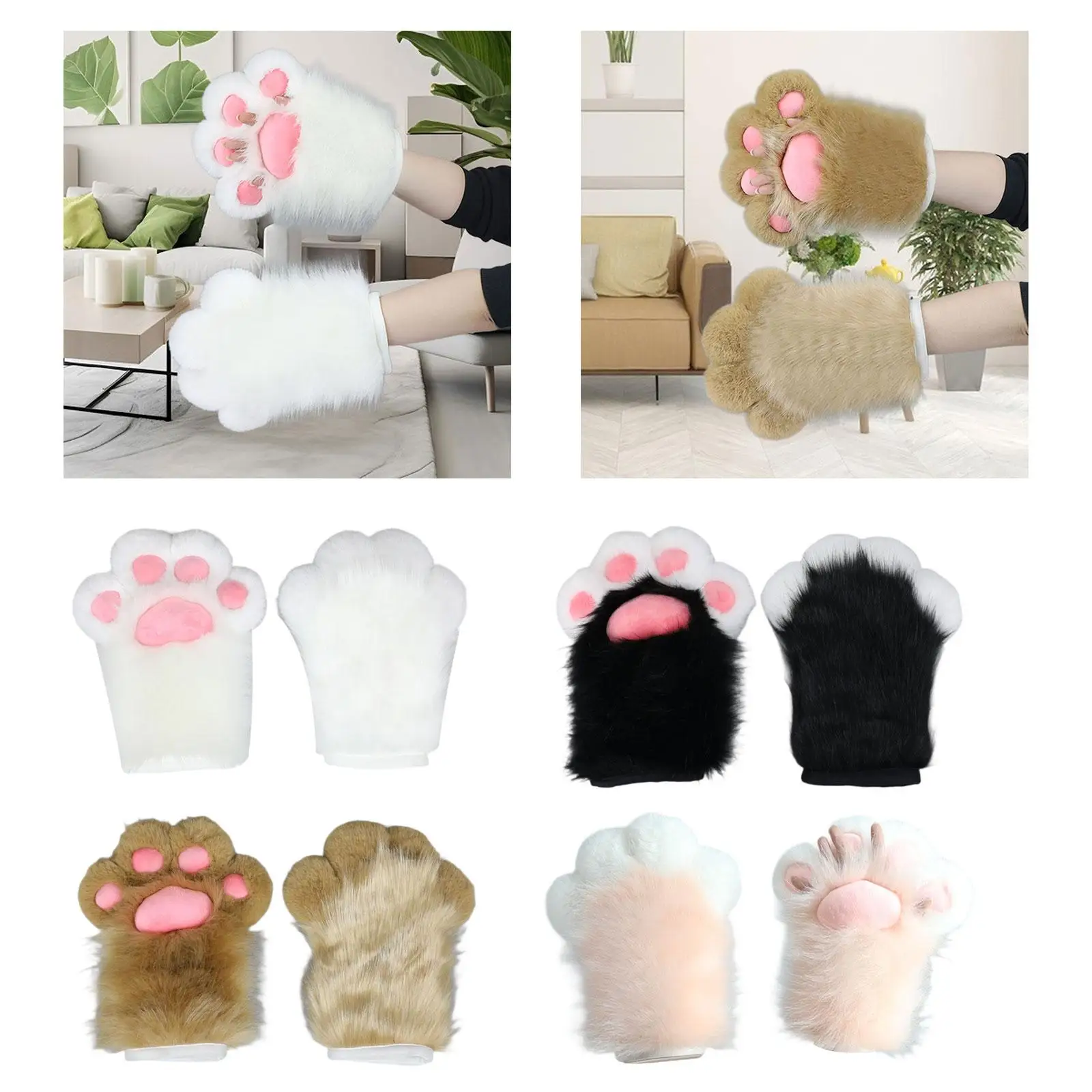 

Cat Paws Gloves Hands Claw Plush Gloves for Carnival Nightclub Masquerade