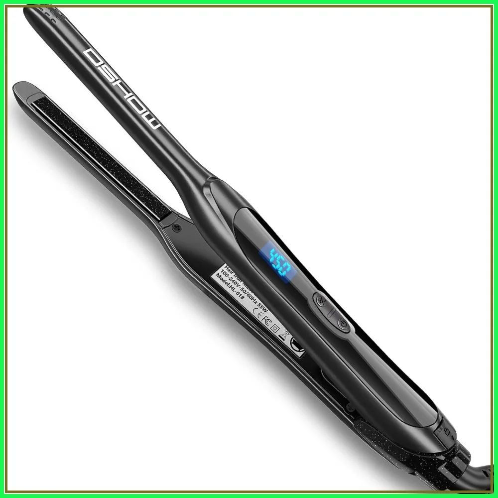 

0.3" Mini Flat Iron for Short Hair, Pixie Cut & Bangs, Anti-Scald, Dual Voltage, Adjustable Temp 250-450℉, Auto Shut Off