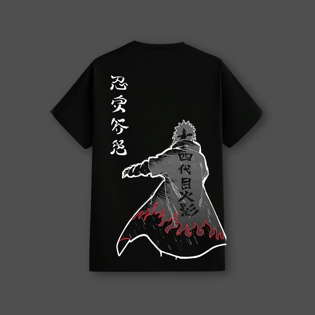 Naruto Shippuden Minato Namikaze Back Print T Shirt Unisex Cotton Short Sleeve O-neck Anime Streetwear Tee Tops