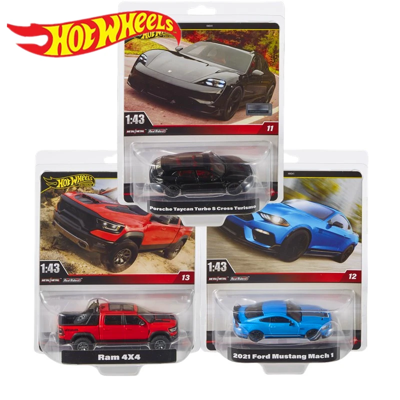 Hot Wheels Premium Cars RAM 4X4 2021 FORD MUSTANG MACH TAYCAN TURBO S 1/43 Metal Diecast Model Collection Toy Vehicles