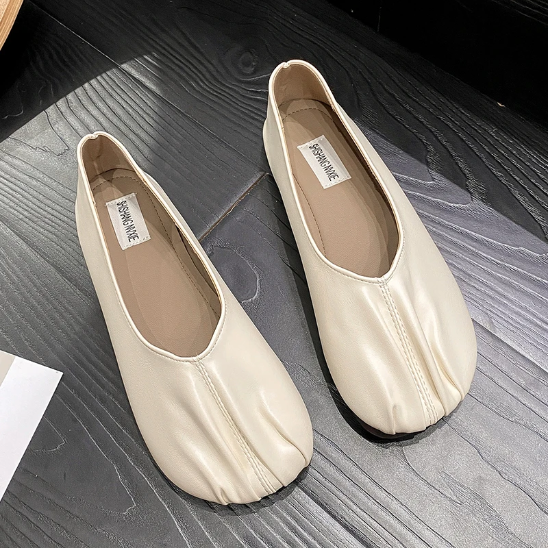 

2024 New Solid Color Versatile Women's Round Toe Autumn Women's Shoes Soft Shallow Mouth Elegant Casual Slip-On Comfortable Ligh