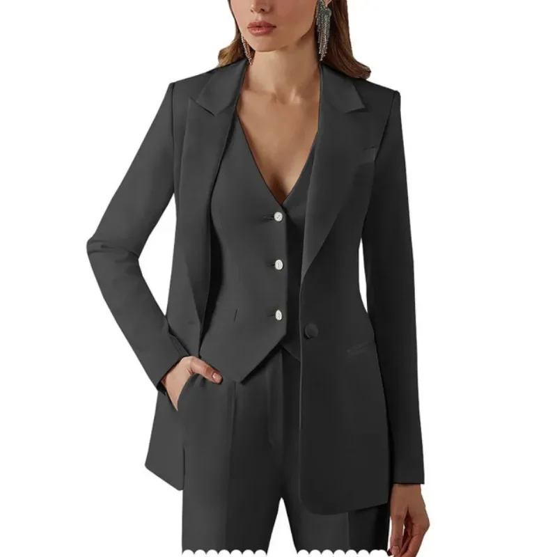 Women Suits for Office Work 3 Pieces Set Lady Blazer Business Suit Set Work Daily Wear Pant Vest Jacket Outfits Blazer+Vest+Pant