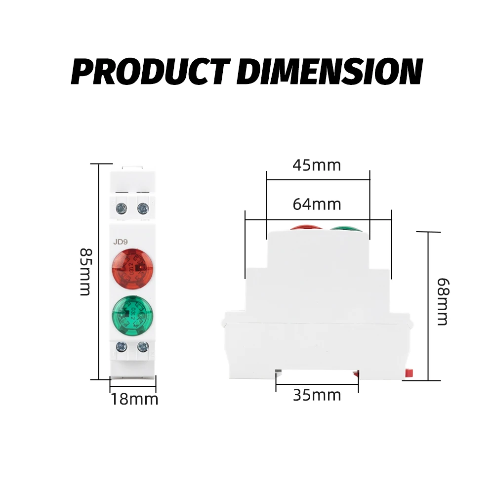 Din Rail Mount LED Signal Lamp Series AC/DC 24V 220V Indicating Pilot Lights JD9