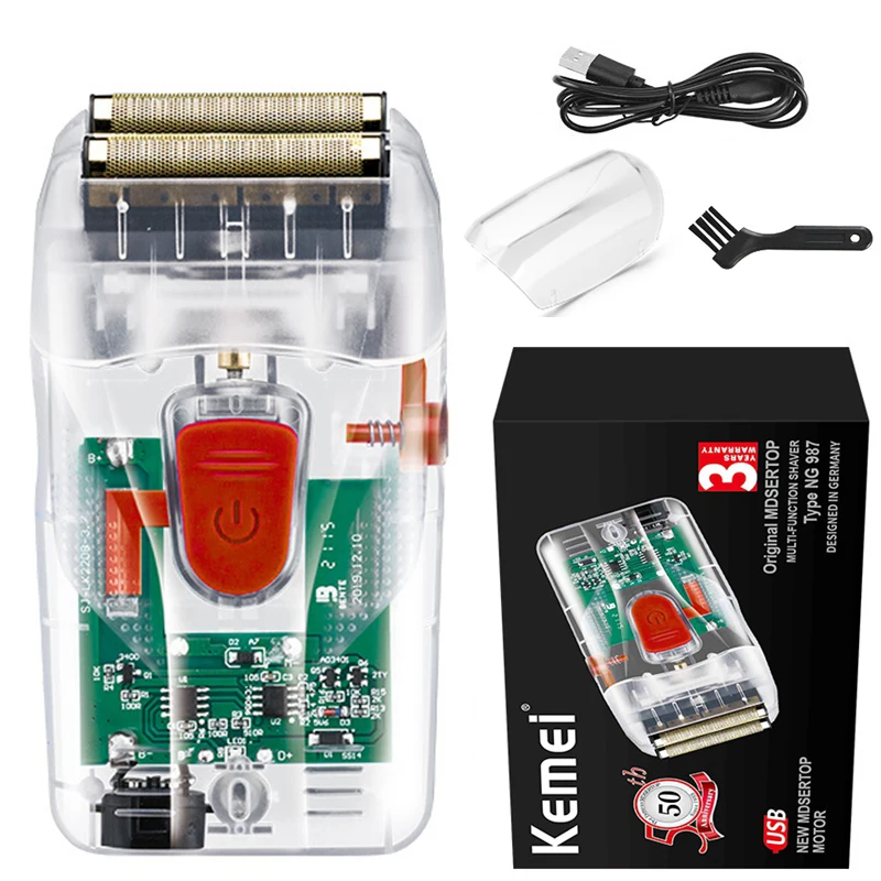 

Kemei Rechargeable Hair Shaver For Men Beard Electric Shaver Face Electric Razor Men's Bald Head Shaving Machine Wet Dry