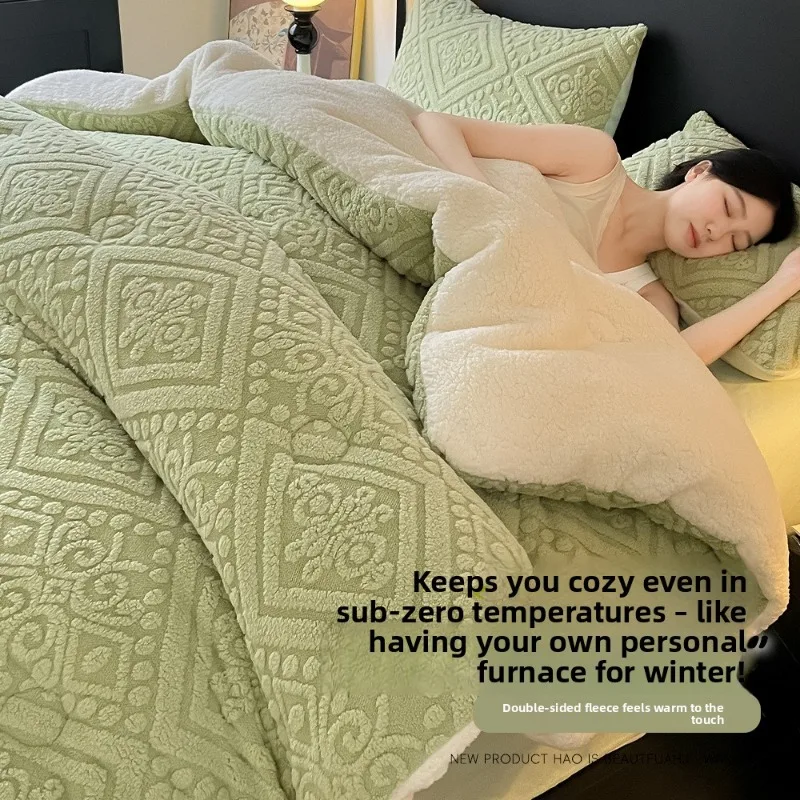 

Lamb plush blanket winter blanket, single person thick warm milk plush blanket, student dormitory blanket core