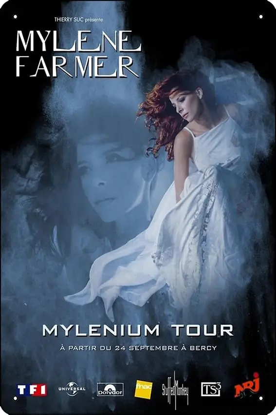 Mylène Farmer - Mylenium Tour Poster Funny Metal Tin Sign for Home Kitchen Bar Room Garage Decor