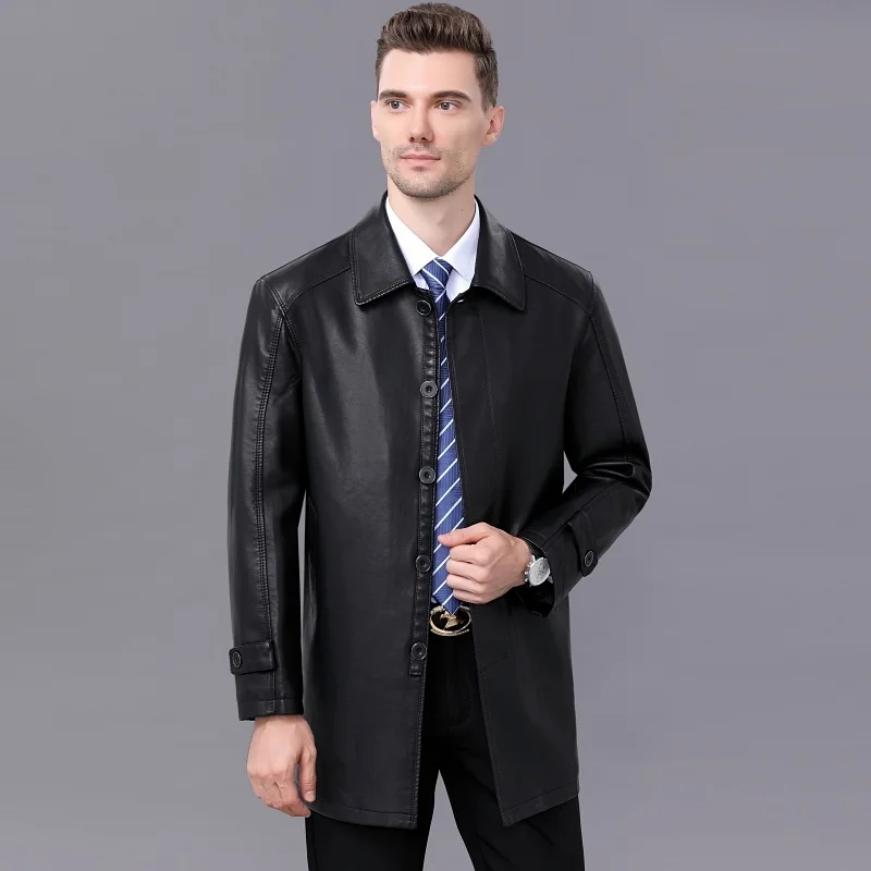 Real Sheepskin Trench Coat Male 2024 Genuine Leather Jacket Men Spring Autumn 's High Quality Casual Clothes Xhl336