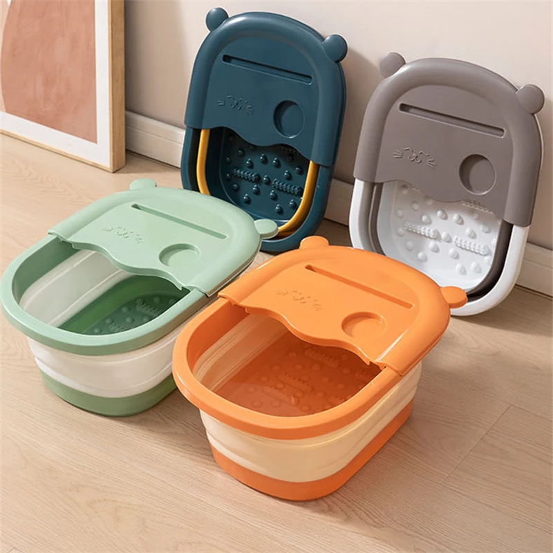 1pcs Foldable Foot Bath Bucket Massage Foot Wash Basin Home Laundry Tub Bucket Adult  Foot Bath Basin Bathroom Accessories