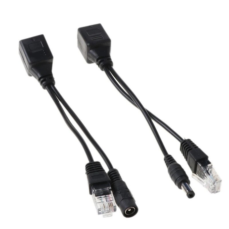 RJ45 หัวฉีด POE Splitter สายเคเบิลอะแดปเตอร์ชุด Passive Power Over Ethernet 12-48V
