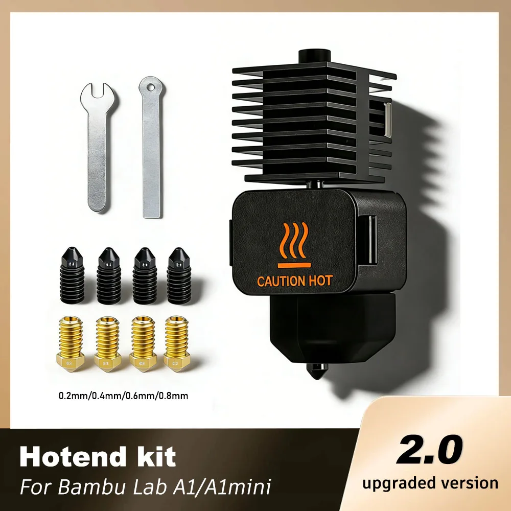 

Аксессуары для 3D-принтеров Bambu Lab: комплект сопел Hot End A1/A1mini Upgrade 2.0, сопла из закаленной стали 0.2мм/0.4мм/0.6мм/0.8мм