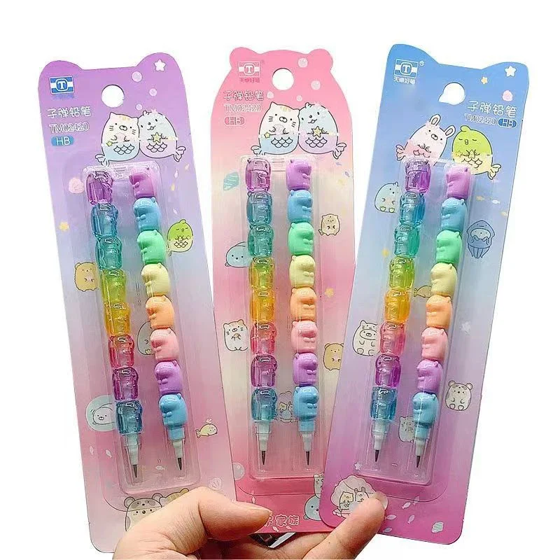 2pcs/pack Kawaii Mechanical Pencils Cute HB Non Sharpening Pencils for Sketch Writing Japanese Stationery Kids Gift Office