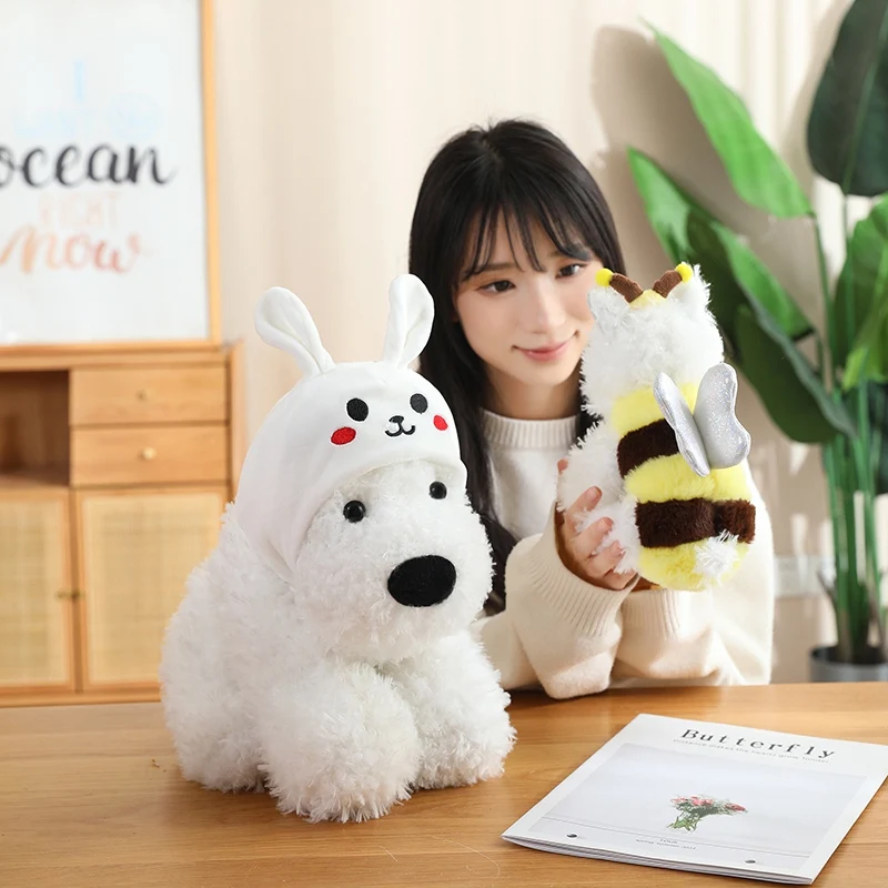 Schattige Cartoon Cosplay West Highland Puppy Serie Knuffels Zacht Schattig Pluizig Zittende Puppy Pop Dragen Dierenhoed Leuk Cadeau