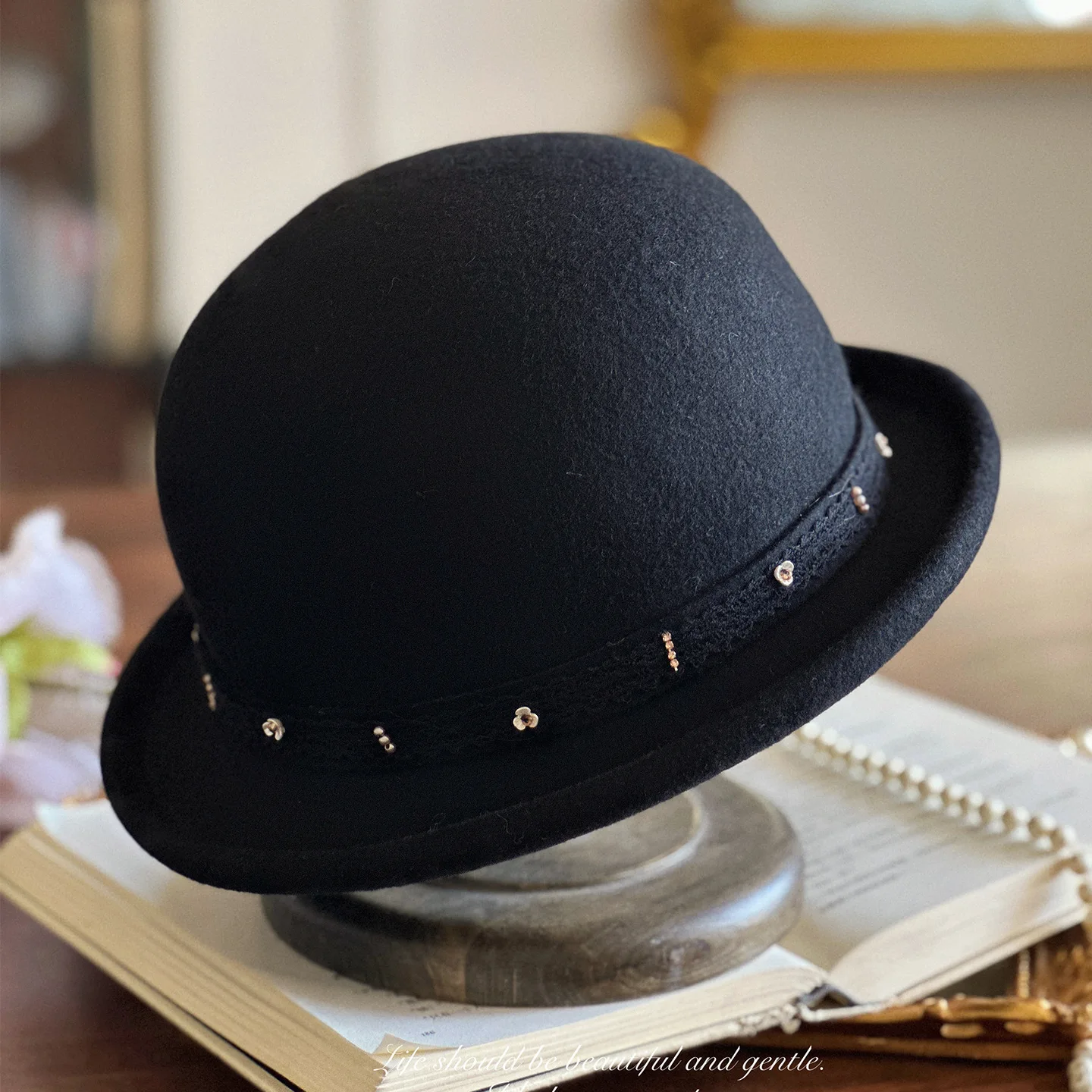 Japanischer koreanischer Stil aus 100 % Wolle mit kurzer Krempe, weich gefilzter Fischerhut, elegante Winter-Fischermütze mit rundem Oberteil