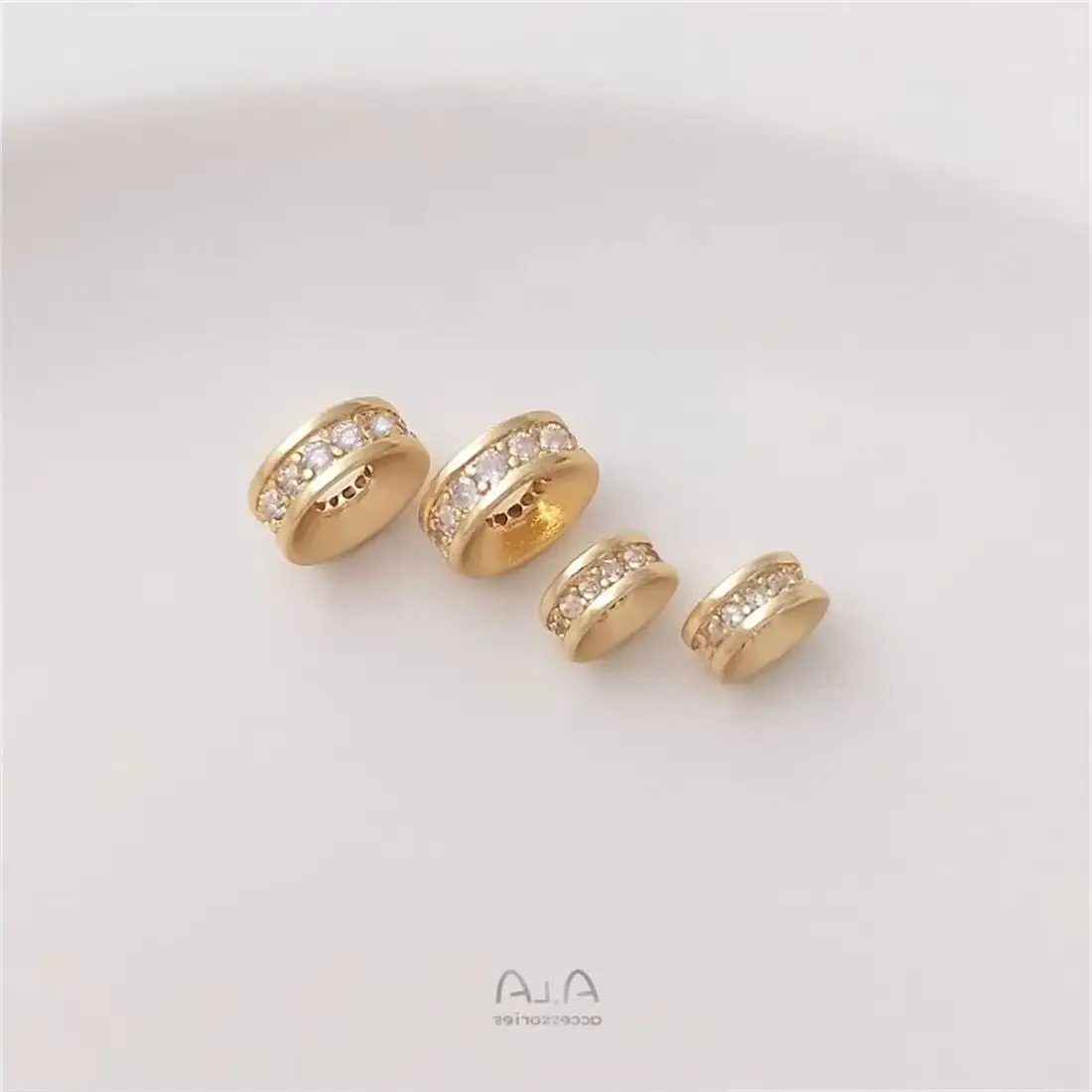 

1PCS 14K Gold-Plated Zircon Concave Wheel Bead Spacer, Bracelet, Necklace, Jewelry Accessory, DIY Material, C229