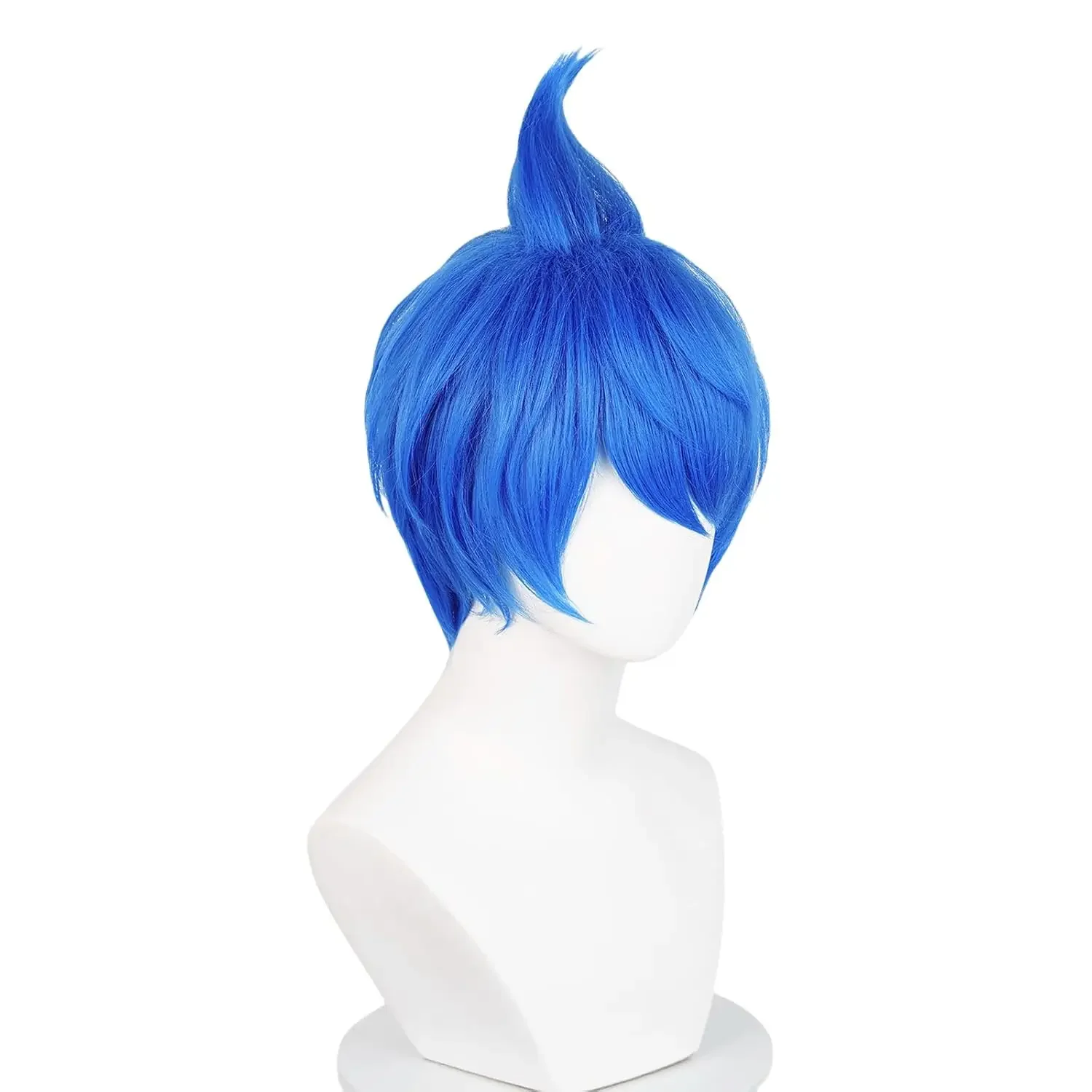 Joy Inside Out Cosplay-Perücke, blaues kurzes Haar, glattes Haar mit Pony für Frauen, Anime Cos, perfekt für Halloween-Party-Perücken