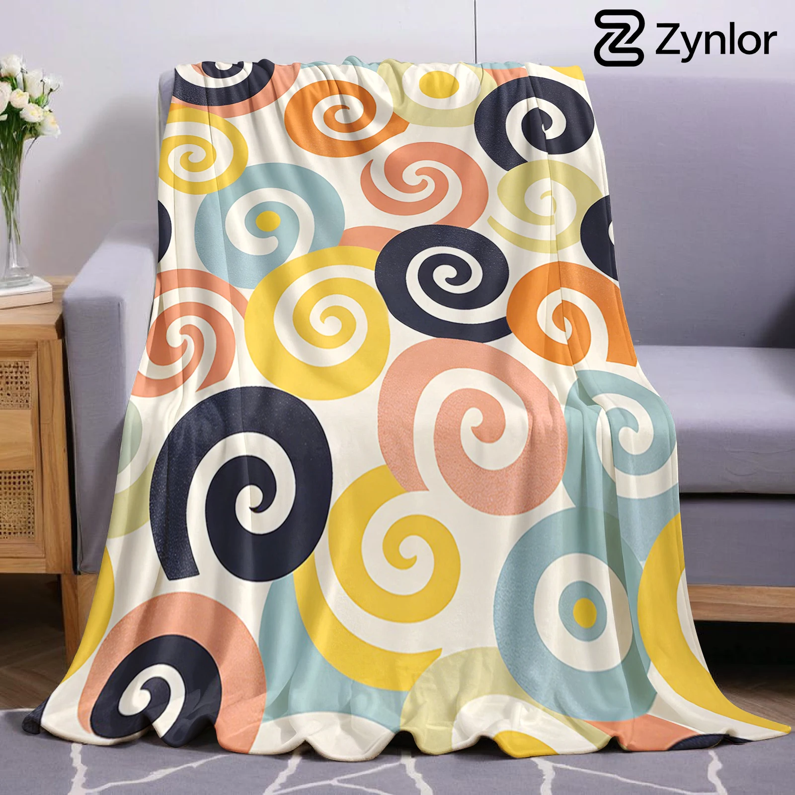 Colorful Spiral Ultra Soft Sherpa Fleece Blanket Fluffy Warm Thick Throw for Sofa Bedroom Couch Holiday Home Decor Gift