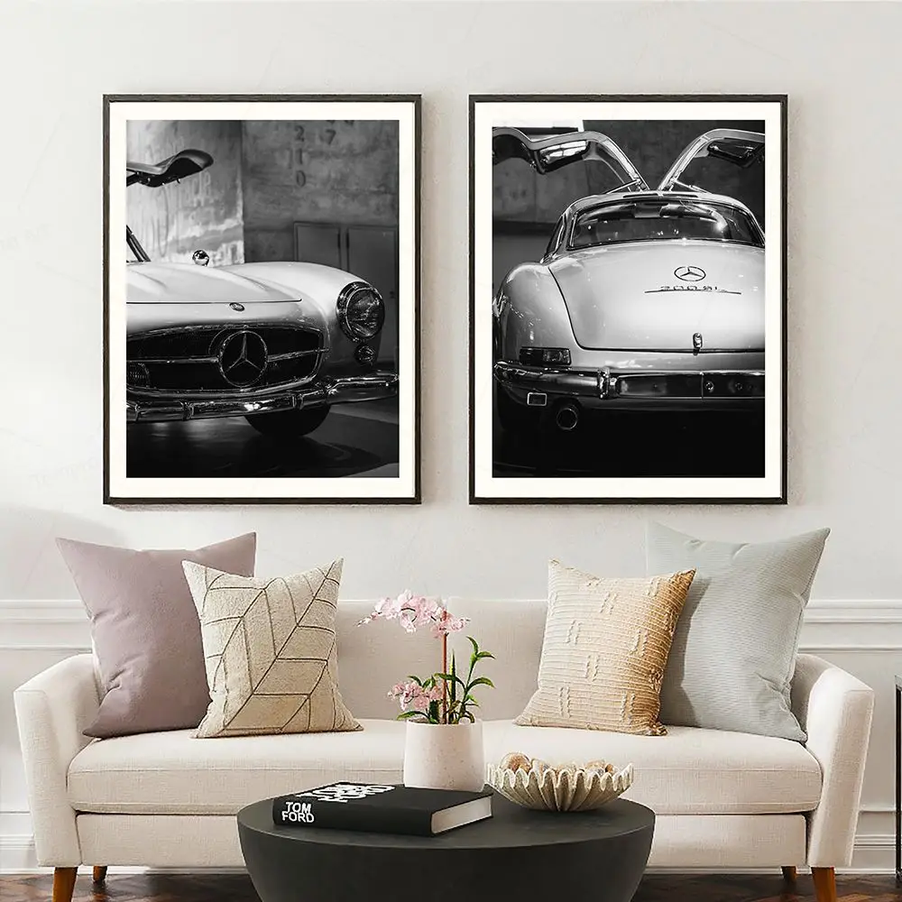 Black White Fashion Luxury Brand Race Car Wall Art Canvas Painting Nordic Posters And Prints Wall Pictures For Living Room Decor