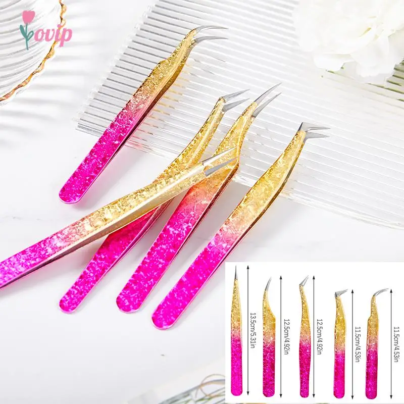 1 Pc Eyelash Tweezers Ice Flower Anti-static 3D Accurate Eyebrow Grafting False Lashes Extension Supplies Makeup Tweezer Tools