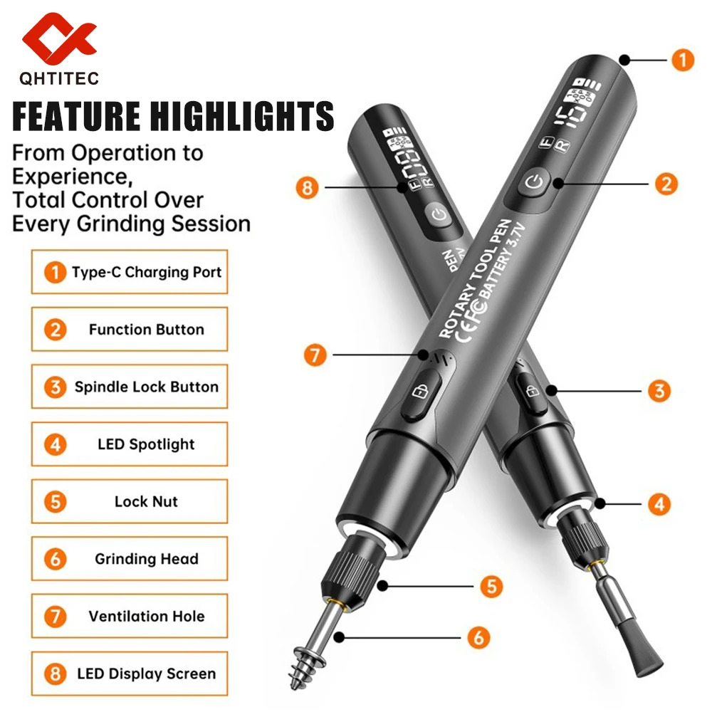 JCD Electric Mini Grinder Engraving Pen 4.2V 10000-16000r Wireless Grinder Cordless Micro Rotary Tools Drill for Jewelry Metal