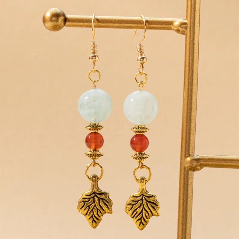 Earrings For Women Natural Aquarmarine Stone Beads Dangle Long Lady drop Earrings New Fashion Jewelry Making Girls DIY Charms