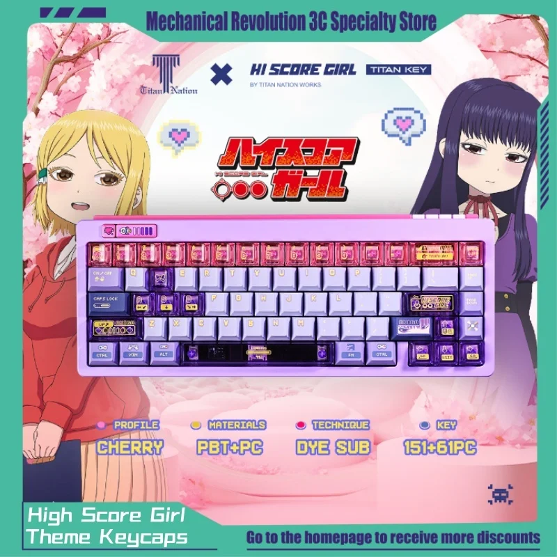 

Titan Kingdom High Score Girl Theme Keycaps 151 Keys Cherry Profile Pbt Pc Transparent Mechanical Keyboard Key Caps Game Gifts