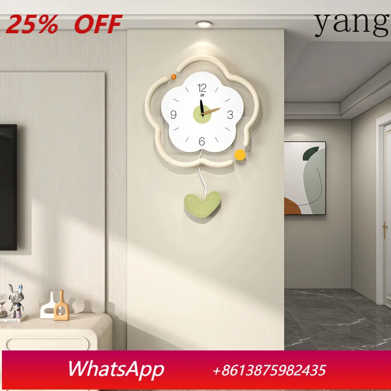 

LTT cream wind flower wall clock living room home decoration clock wall without punching