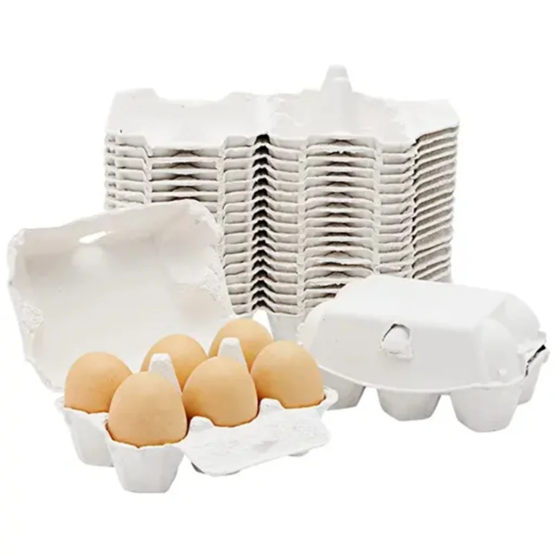 50 Pieces Paper Egg Cartons for Chicken Eggs Pulp Fiber Holder Bulk Holds 6 Count Eggs Farm Market