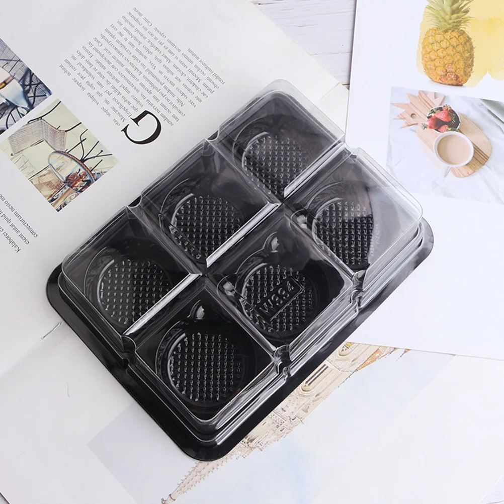 

50Pcs Mochi Containers 6 Cavities Packing Plastic Boxes Transparent Lid Food Packaging for Small Cakes Desserts