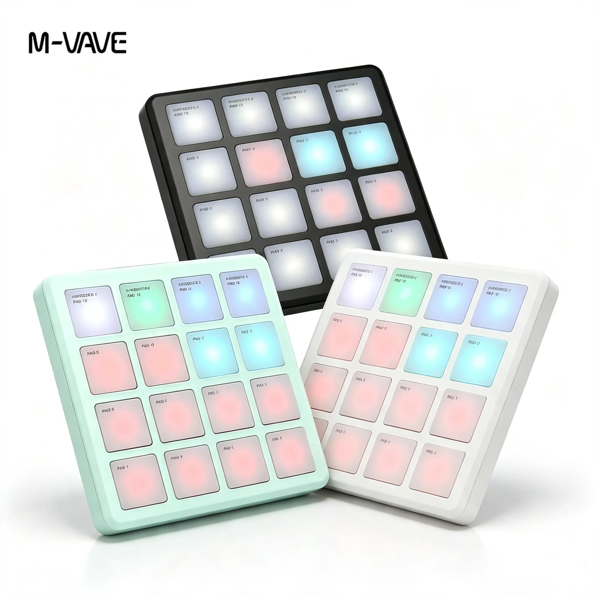 M-VAVE SMC-PAD POCKET White /Green/ Black Bluetooth MIDI Drum Pad Controller,16 Velocity Sensitive Pads for Beat Making